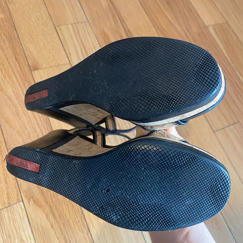 Prada Black and Natural Cork Wedge Sandals - Picture 11 of 16